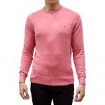 TOMMY HILFIGER MEN PIMA ORGANIC COTTON CASHMERE CREW NECK JUMPER CHERRY TINT