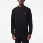 LACOSTE MEN'S ORGANIC BRUSHED COTTON SWEATSHIRT NOIR