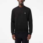 LACOSTE MEN'S ORGANIC BRUSHED COTTON SWEATSHIRT NOIR
