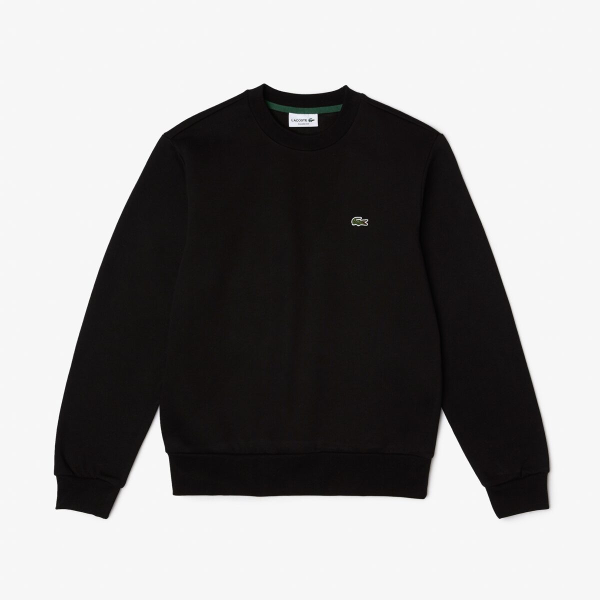 LACOSTE MEN'S ORGANIC BRUSHED COTTON SWEATSHIRT NOIR - Image 4