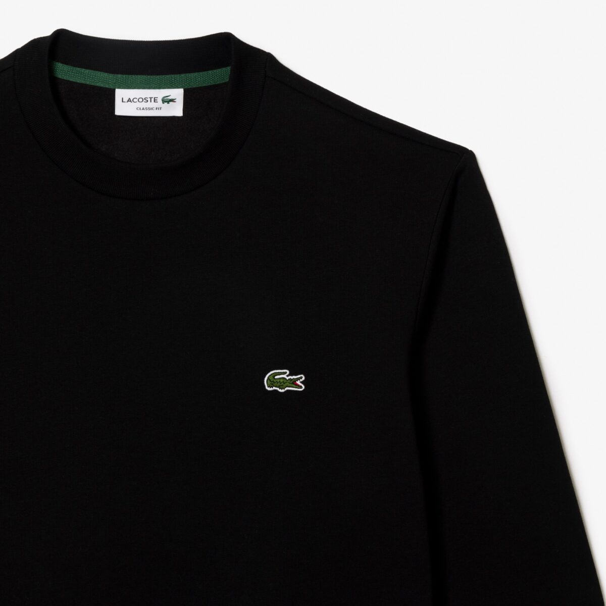 LACOSTE MEN'S ORGANIC BRUSHED COTTON SWEATSHIRT NOIR - Image 5