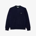 LACOSTE MEN'S ORGANIC BRUSHED COTTON SWEATSHIRT BLEU MARINE - Image 3