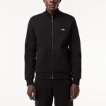 LACOSTE MEN'S REGULAR FIT BRUSHED FLEECE ZIPPERED SWEATSHIRT NOIR