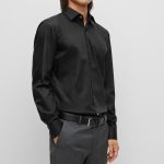 BOSS MEN H-JOE-KENT-C1-214 REGULAR-FIT SHIRT IN EASY-IRON COTTON BLACK
