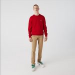 LACOSTE MEN'S ORGANIC COTTON CREW NECK SWEATER RED - Image 2