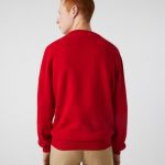 LACOSTE MEN'S ORGANIC COTTON CREW NECK SWEATER RED - Image 3