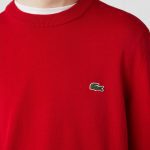 LACOSTE MEN'S ORGANIC COTTON CREW NECK SWEATER RED - Image 4