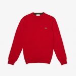 LACOSTE MEN'S ORGANIC COTTON CREW NECK SWEATER RED - Image 5