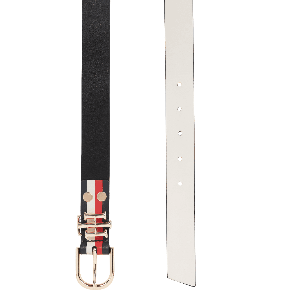 AW0AW13973-BDS-1 TOMMY HILFIGER WOMAN REVERSIBLE LEATHER BELT BLACK IVORY - Image 1