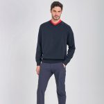 PAUL&SHARK MEN WOOL V-NECK SWEATER WITH ICONIC BADGE NAVY - Image 3