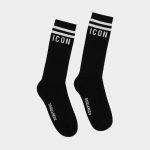 DSQUARED2 MEN ICON MID CREW SOCKS BLACK