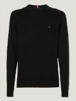 TOMMY HILFIGER MEN TH MONOGRAM COTTON CASHMERE CREW NECK JUMPER BLACK - Image 6