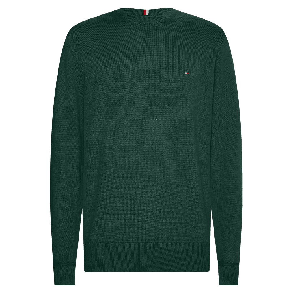 MW0MW28046-MBP-1 TOMMY HILFIGER MEN TH MONOGRAM COTTON CASHMERE CREW NECK JUMPER HUNTER GREEN - Image 1