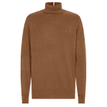 TOMMY HILFIGER MEN COTTON CASHMERE ROLL NECK JUMPER KHAKI