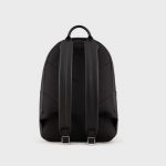 EMPORIO ARMANI MEN REGENERATED LEATHER BACKPACK WITH EAGLE PATE BLACK - Image 4
