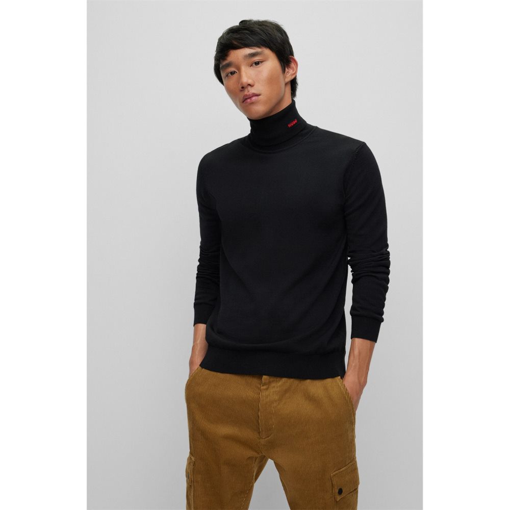 50474174-002-1 HUGO MAN SAN THOMAS M SLIM-FIT ROLLNECK SWEATER IN VIRGIN WOOL BLACK - Image 1