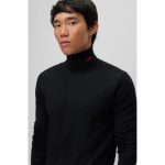 HUGO MAN SAN THOMAS M SLIM-FIT ROLLNECK SWEATER IN VIRGIN WOOL  BLACK - Image 2