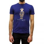 POLO RALPH LAUREN CUSTOM SLIM FIT POLO BEAR JERSEY T-SHIRT NAVY