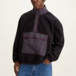 LEVI'S® MEN POLAR FLEECE MOCK NECK SWEATSHIRT ARCTIC BLACK AGATE/MULTI COLOUR