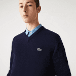 LACOSTE MEN'S V-NECK WOOL SWEATER NAVY - Image 2