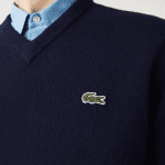 LACOSTE MEN'S V-NECK WOOL SWEATER NAVY - Image 3