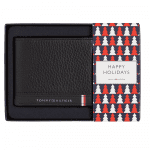 TOMMY HILFIGER MEN SMALL WALLET AND KEY FOB GIFT SET BLACK