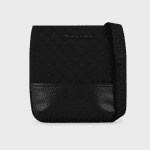 EMPORIO ARMANI MEN FLAT NYLON SHOULDER BAG WITH ALL-OVER JACQUARD EAGLE BLACK