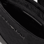 EMPORIO ARMANI MEN FLAT NYLON SHOULDER BAG WITH ALL-OVER JACQUARD EAGLE BLACK - Image 2