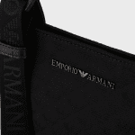 EMPORIO ARMANI MEN FLAT NYLON SHOULDER BAG WITH ALL-OVER JACQUARD EAGLE BLACK - Image 3