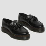 DR MARTENS WOMAN / MAN ADRIAN BEX  STITCH LEATHER LOAFERS BLACK