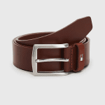 TOMMY NEW DENTON BELT DARK TAN 3.5