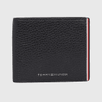 TOMMY HILFIGER MEN SIGNATURE CREDIT CARD AND COIN FLAP WALLET BLACK