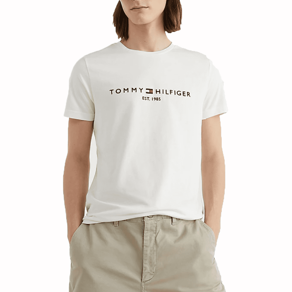 MW0MW11465-118-1 TOMMY HILFIGER MEN TOMMY HILFIGER LOGO T-SHIRT SNOW WHITE - Image 1