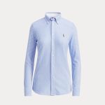 POLO RALPH LAUREN WOMAN LONG-SLEEVE STRIPED KNIT OXFORD SHIRT BLUE STRIPE - Image 5