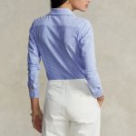 POLO RALPH LAUREN WOMAN LONG-SLEEVE STRIPED KNIT OXFORD SHIRT BLUE STRIPE - Image 4