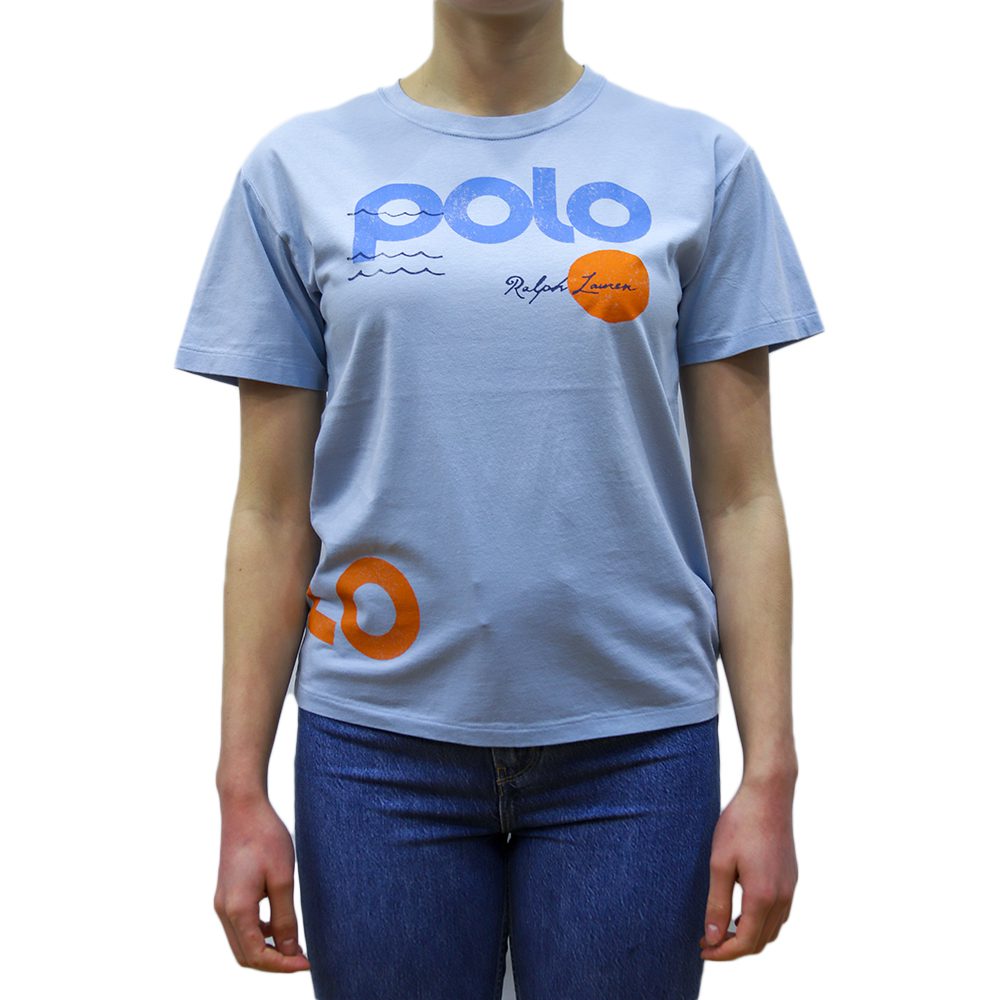 211892648001-1 POLO RALPH LAUREN WOMAN NAUTICAL LOGO GRAPHIC COTTON JERSEY TEE POWDER BLUE - Image 1