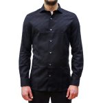 EMPORIO ARMANI MEN ALL OVER EMPORIO ARMANI PRINT REGULAR FIT SHIRT BLACK
