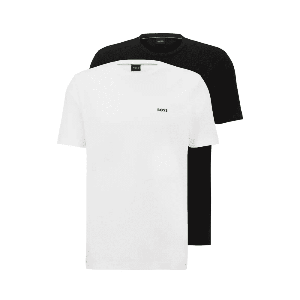 50478019-960-5 BOSS MEN TWO-PACK OF LOGO T-SHIRTS IN STRETCH COTTON BLACK/WHITE - Image 1