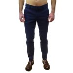 BOSS KAITO 1 SLIM-FIT TROUSERS IN A COTTON BLEND DARK BLUE