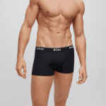 BOSS MEN THREE-PACK OF STRETCH-COTTON TRUNKS WITH LOGO WAISTBANDS BLACK - Image 3
