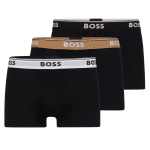 BOSS MEN THREE-PACK OF STRETCH-COTTON TRUNKS WITH LOGO WAISTBANDS BLACK
