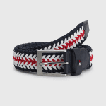 TOMMY HILFIGER MAN ADAN TONAL BRAIDED ELASTIC WEBBING BELT RED ECRU NAVY