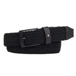 TOMMY HILFIGER MAN DENTON 3.5 BRAIDED ELASTIC LEATHER BELT BLACK
