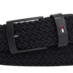 TOMMY HILFIGER MAN DENTON 3.5 BRAIDED ELASTIC LEATHER BELT BLACK - Image 3