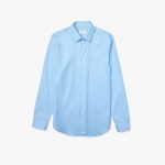 LACOSTE  MEN'S REGULAR FIT SOLID COTTON SHIRT LIGHT BLUE - Image 4