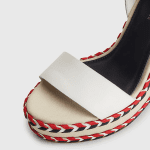TOMMY HILFIGER FEMININE LEATHER HIGH WEDGE SANDALS ECRU - Image 2