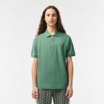 LACOSTE L1212 POLO CLASSIC FIT IN PETIT PIQUE KHAKI GREEN