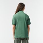 LACOSTE L1212 POLO CLASSIC FIT IN PETIT PIQUE KHAKI GREEN - Image 3