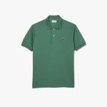 LACOSTE L1212 POLO CLASSIC FIT IN PETIT PIQUE KHAKI GREEN - Image 6