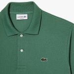 LACOSTE L1212 POLO CLASSIC FIT IN PETIT PIQUE KHAKI GREEN - Image 4